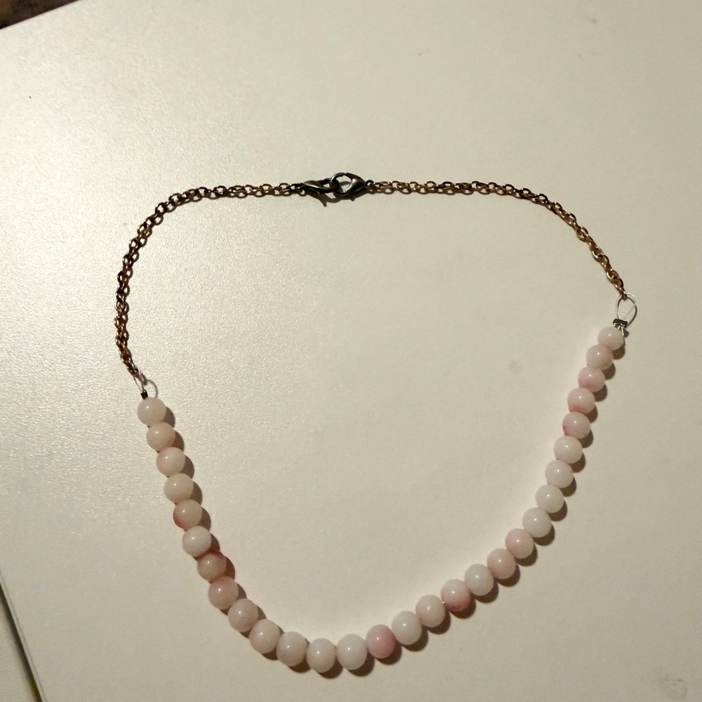 Pink and white choker necklace